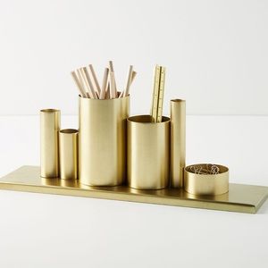 Anthropologie Codify Pencil Holder- Gold